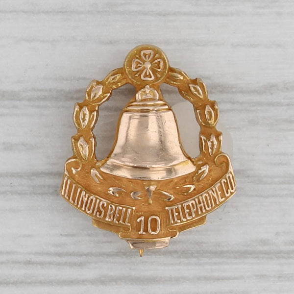 Illinois Bell Telephone Co Pin 10k Gold 10 Years Service Award