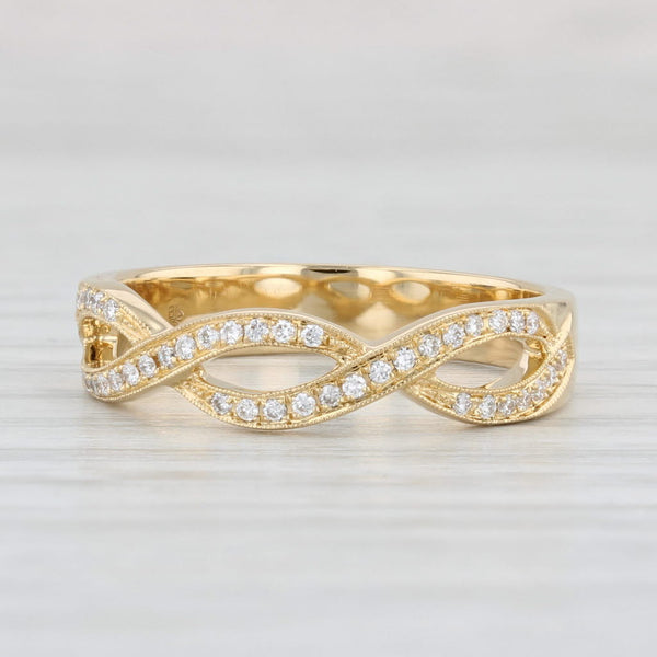 Light Gray New 0.12ctw Woven Diamond Ring 18k Yellow Gold Beverley K Wedding Band