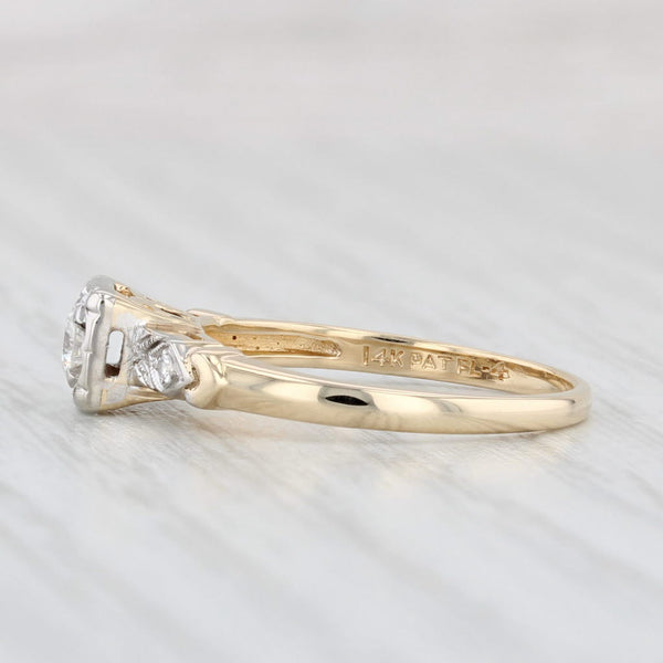 Light Gray Vintage 0.16ctw Round Diamond Engagement Ring 14k Yellow Gold Size 5.25