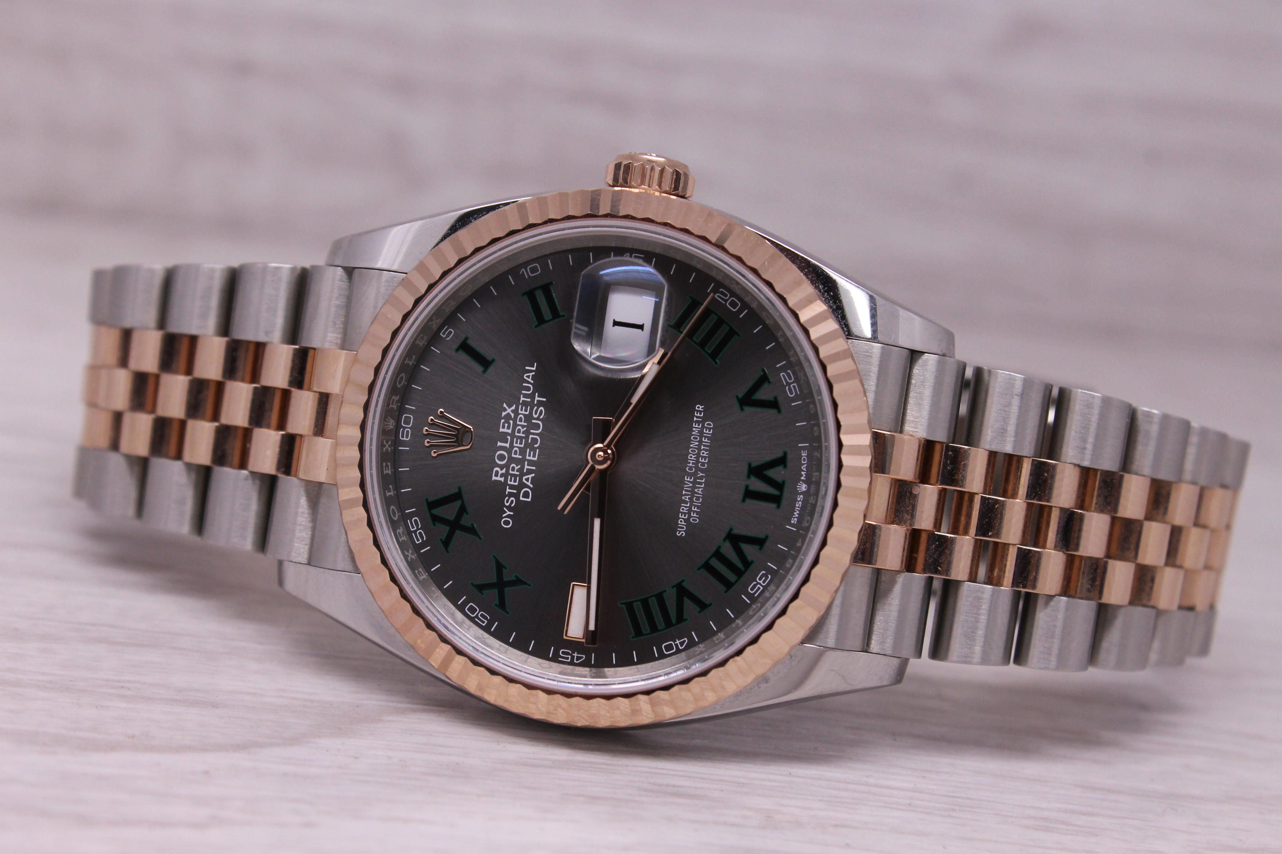 2024 Rolex Datejust Wimbledon 126231 36mm Steel Rose Watch Box Card Tag Jubilee