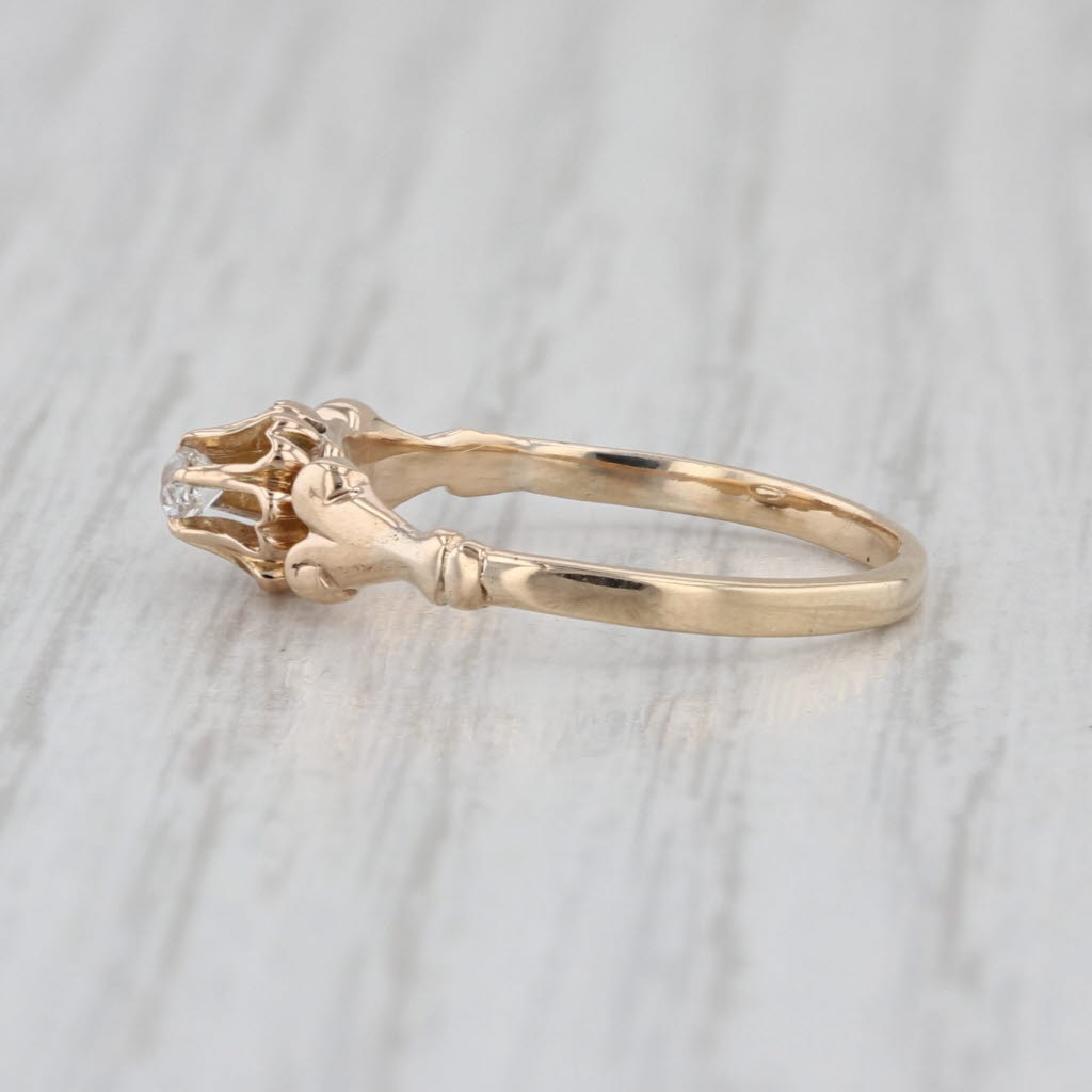 Antique Diamond Solitaire Ring 14k Yellow Gold Size 5