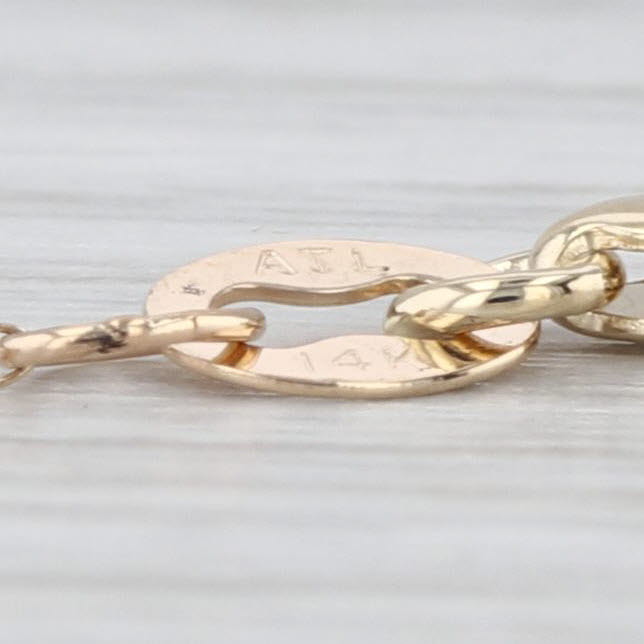Diamond Leaf Hearts Flower Pendant Necklace 14k Gold 18.75" Rope Chain