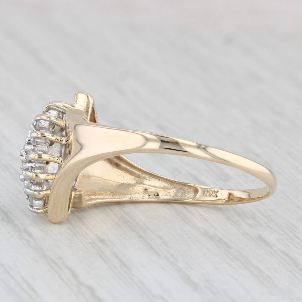 Light Gray 0.20ctw Diamond Cluster Bypass Ring 10k Yellow Gold Size 10.25