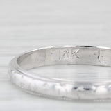 Antique Etched Pattern Wedding Band Stackable Ring 18k White Gold Size 4.75