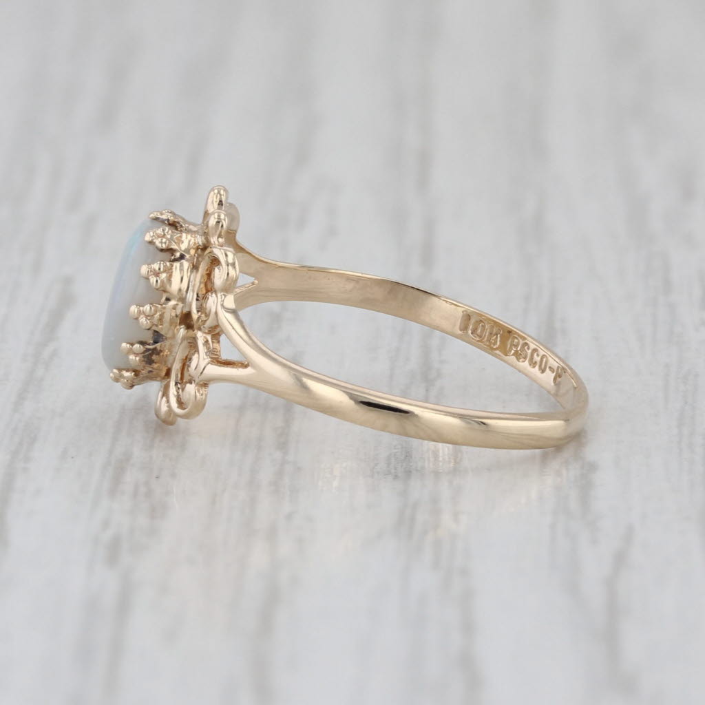 Oval Opal Cabochon Solitaire Ring 10k Yellow Gold Size 5.75