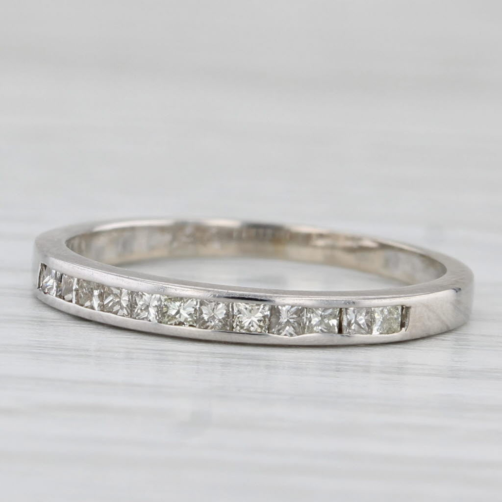 Light Gray 0.35ctw Channel Set Diamond Ring 14k White Gold Stackable Wedding Band Size 6.5