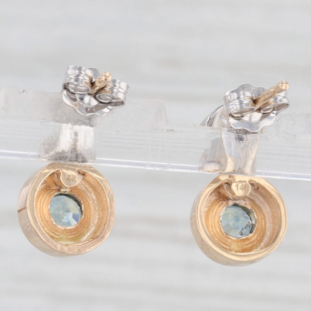 Light Gray 0.68ctw Blue Sapphire Diamond Circles Drop Earrings 14k White Yellow Gold