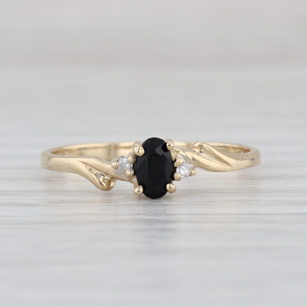Onyx Diamond Ring 10k Yellow Gold Size 6.25