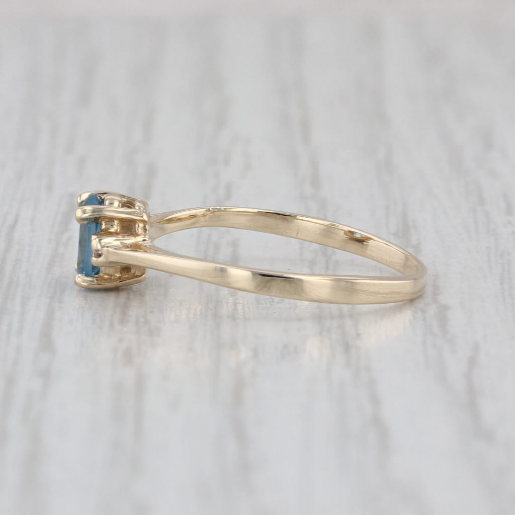 0.45ct Lab Created Blue Spinel Diamond Ring 10k Yellow Gold Size 6.75
