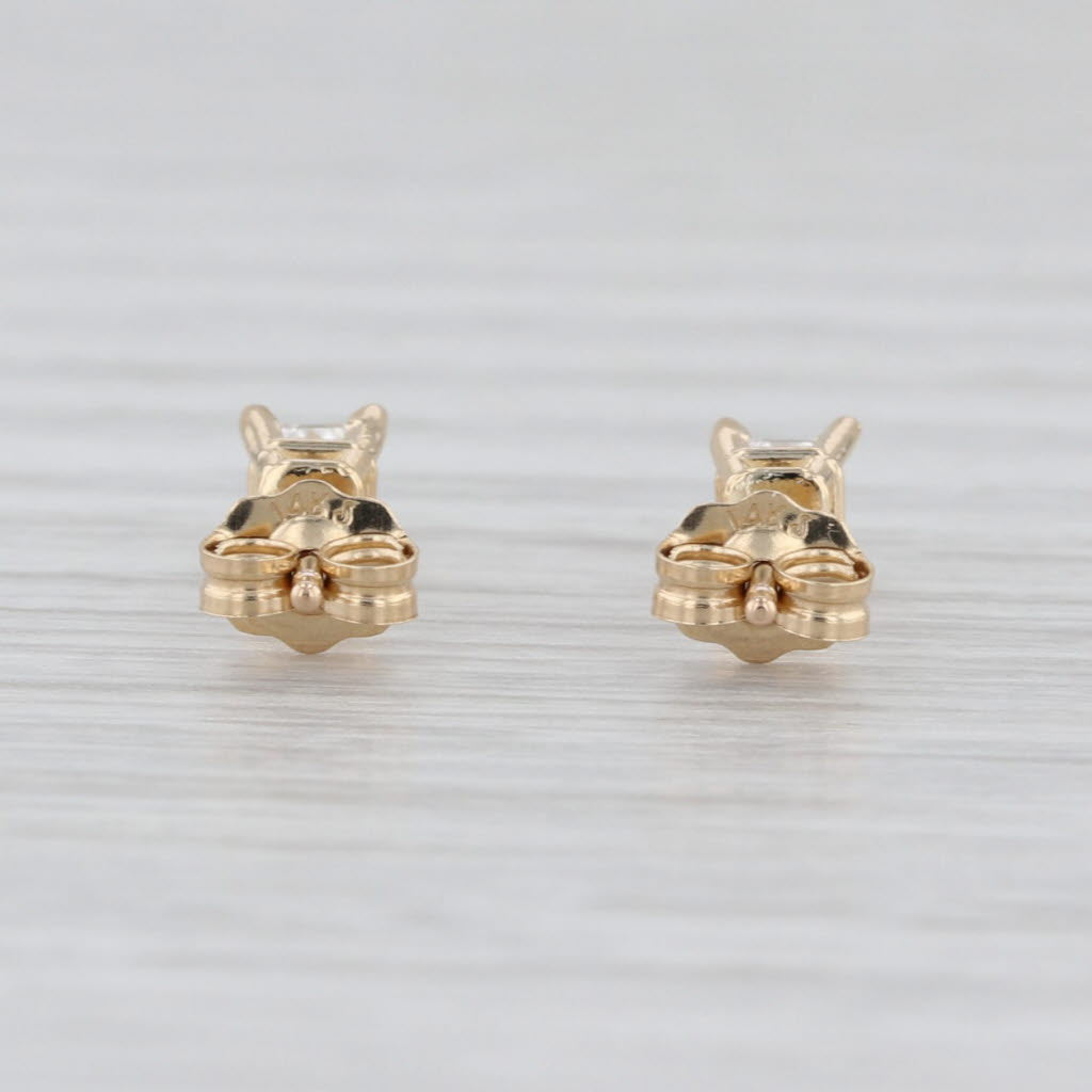 New 0.60ctw Diamond Princess Stud Earrings 14k Yellow Gold Solitaire Studs