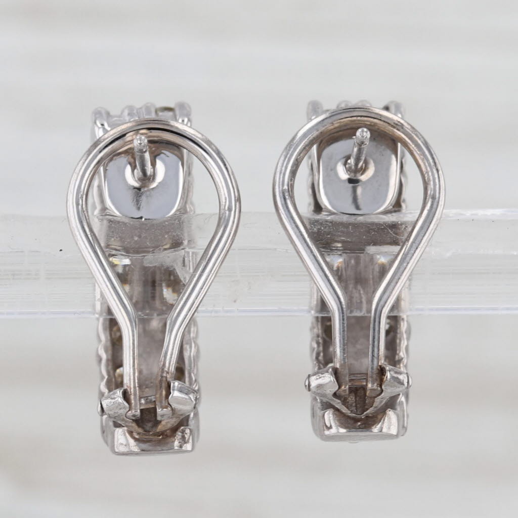 2ctw Diamond Drop Earrings 14k White Gold J-Hook Omega Backs