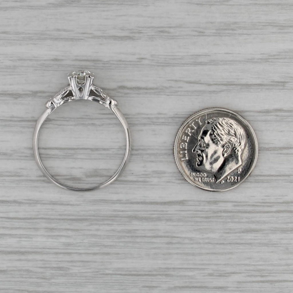 Antique Old European Diamond Engagement Ring 900 Platinum Size 8.5