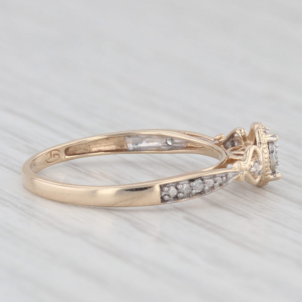 Light Gray Diamond Accented Heart Ring 10k Yellow Gold Size 7 Cathedral Engagement Promise