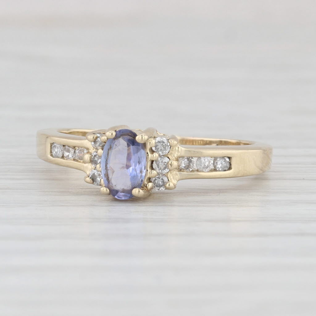 Light Gray 0.68ctw Oval Tanzanite Diamond Ring 14k Yellow Gold Size 7