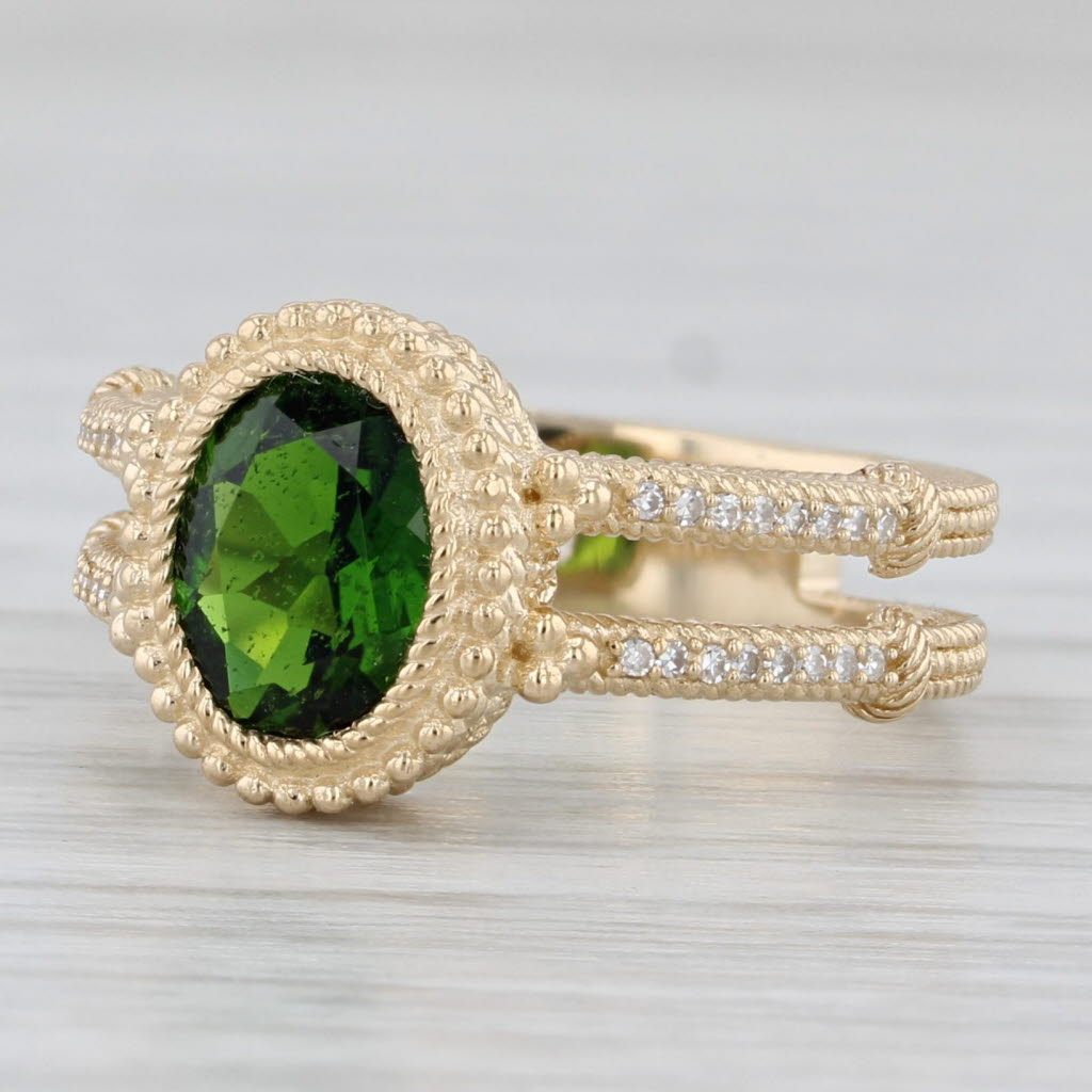 Gray Judith Ripka 1.25ctw Green Chrome Diopsode Diamond Ring 14k Yellow Gold Size 5