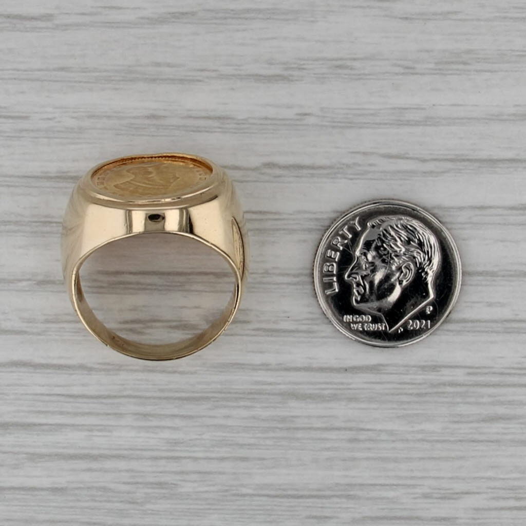 Authentic One Dollar 1883 Gold US Liberty Coin Ring 14k 900 Gold Size 8.5 Signet