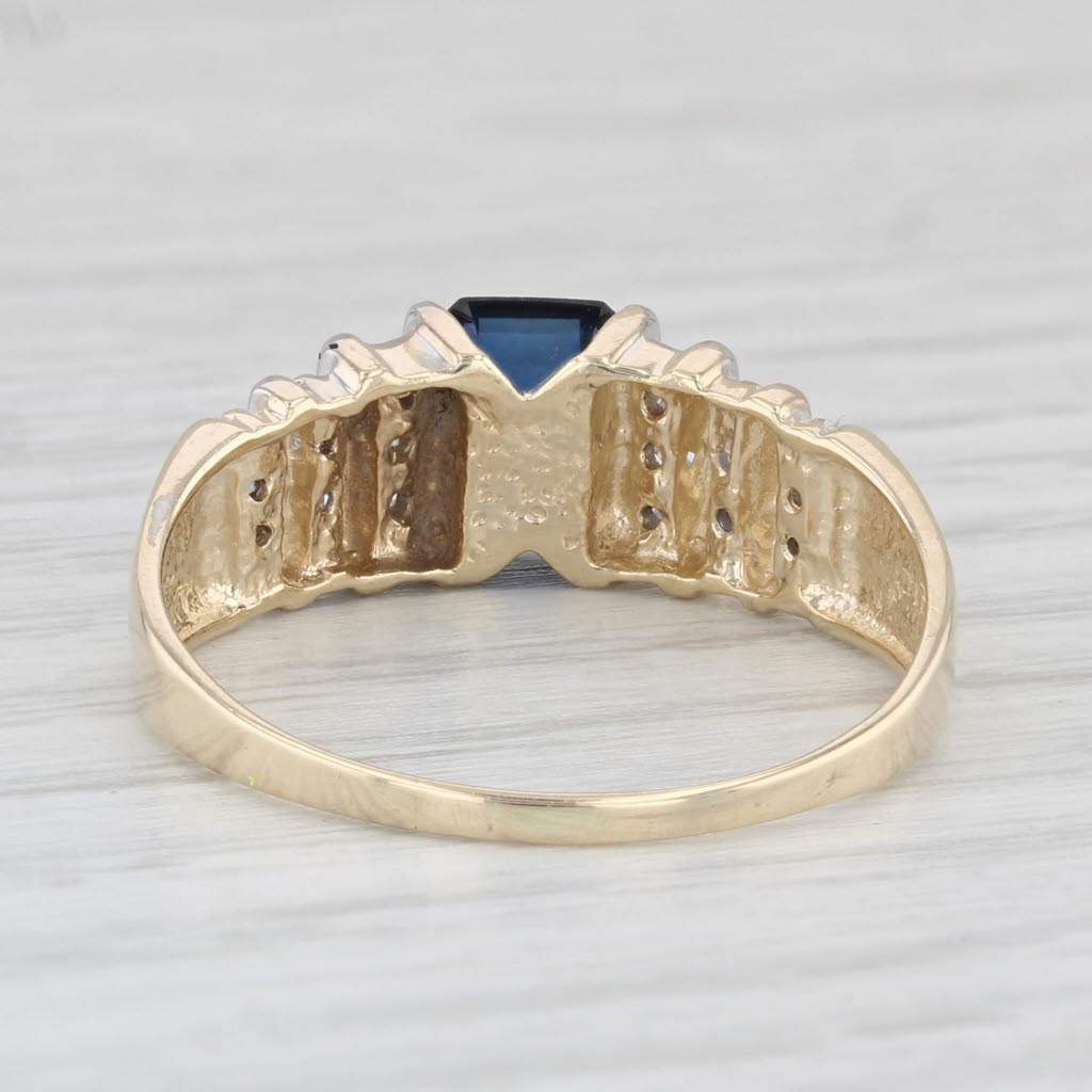 Light Gray 1.20ctw Lab Created Blue Sapphire Diamond Ring 10k Yellow Gold Size 10.5