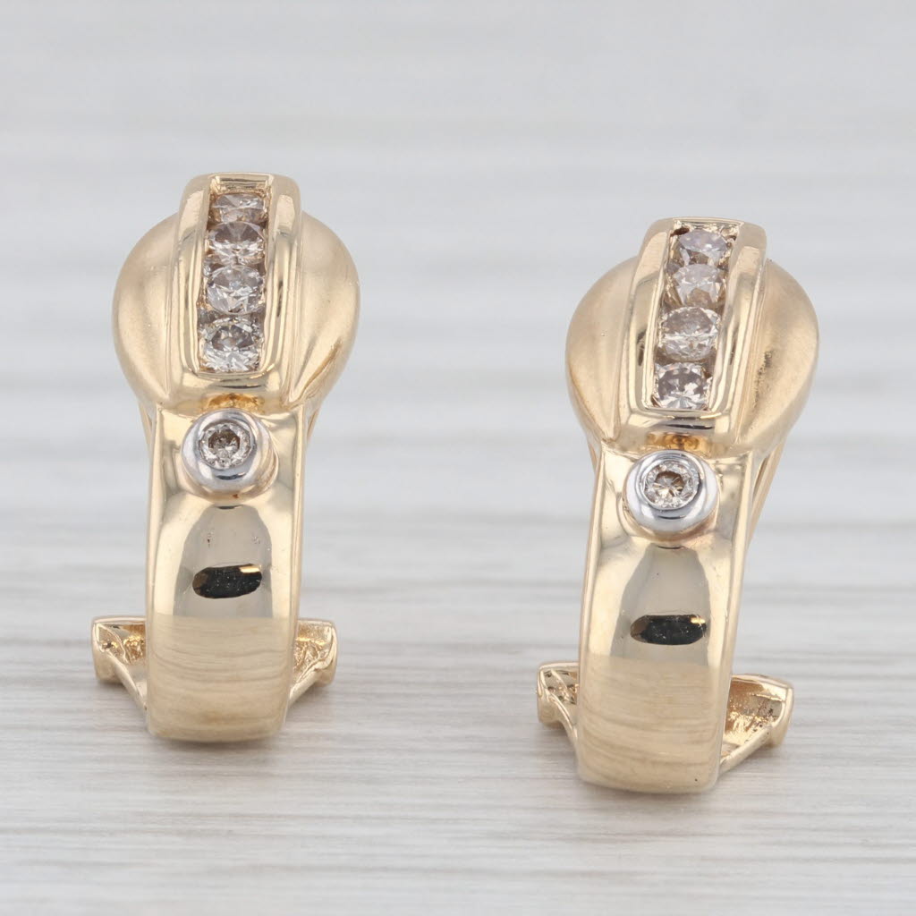 Light Gray 0.30ctw Diamond Journey Earrings 14k Yellow Gold Pierced Omega Back Drops