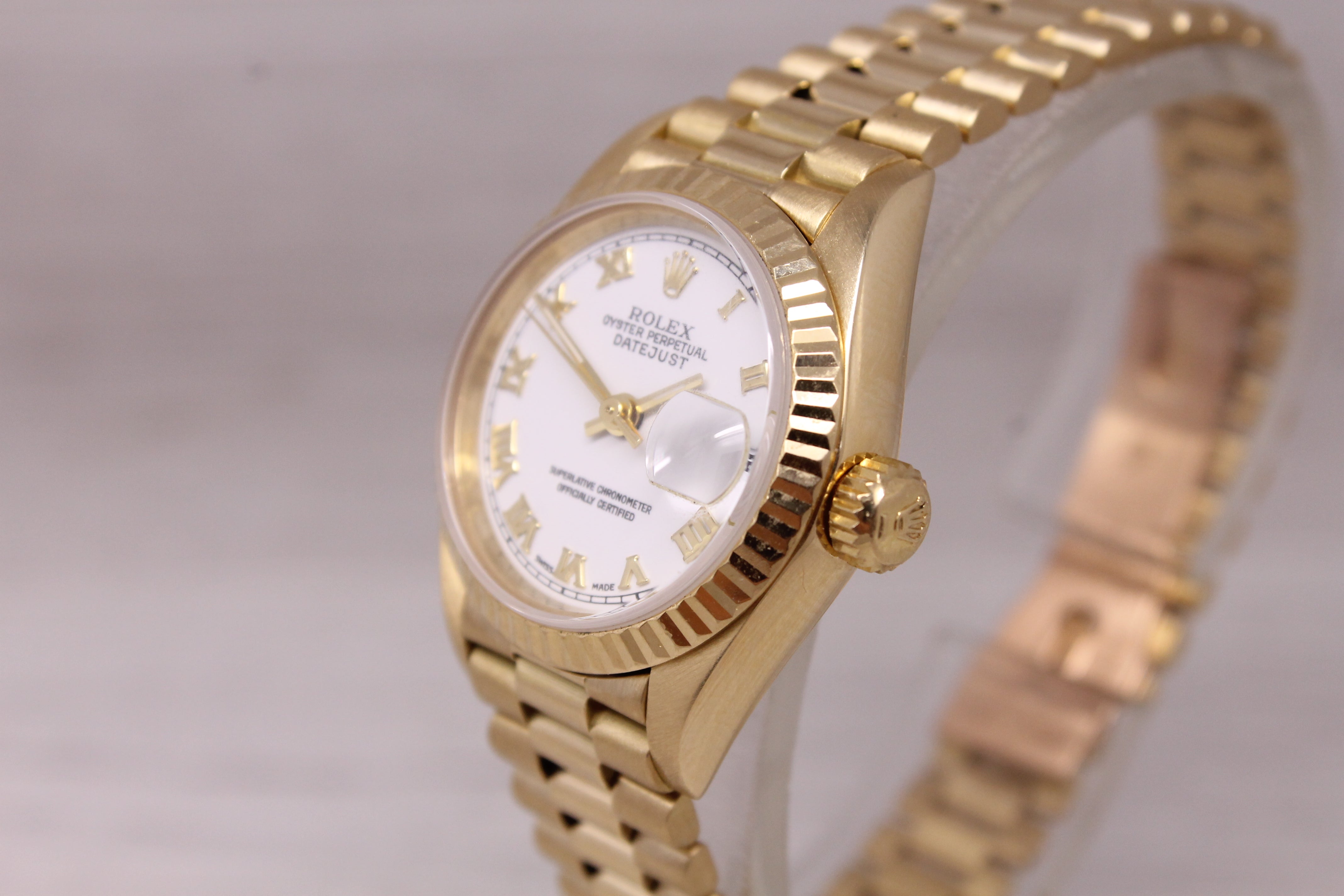 Vintage 1985 Rolex Datejust 69178 Ladies 26mm 18k Yellow Gold President Watch