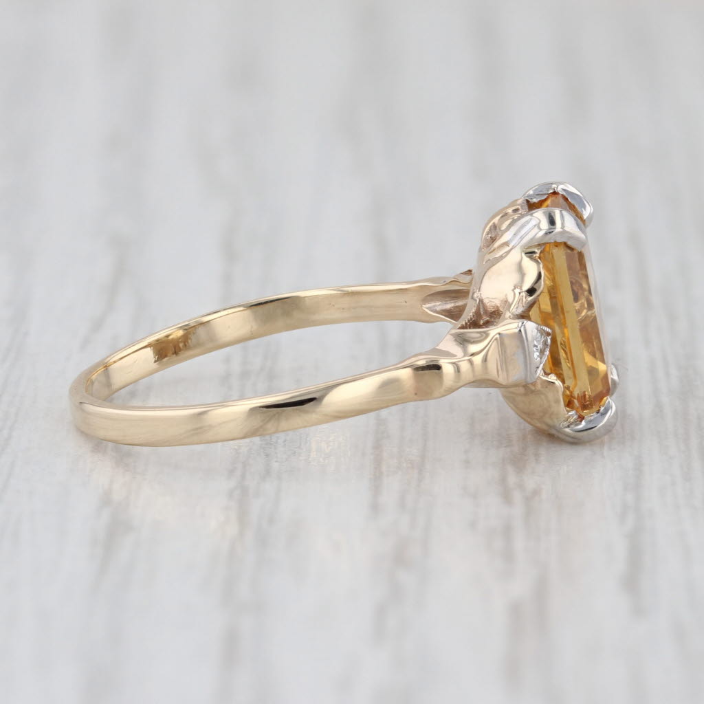 2.68ctw Emerald Cut Citrine Diamond Ring 14k Yellow Gold Size 8
