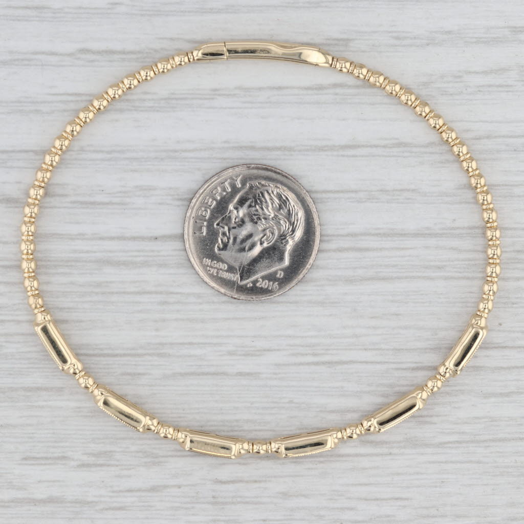 New 0.53ctw Diamond Flexible Bead Bangle Bracelet 14k Yellow Gold 6.75"