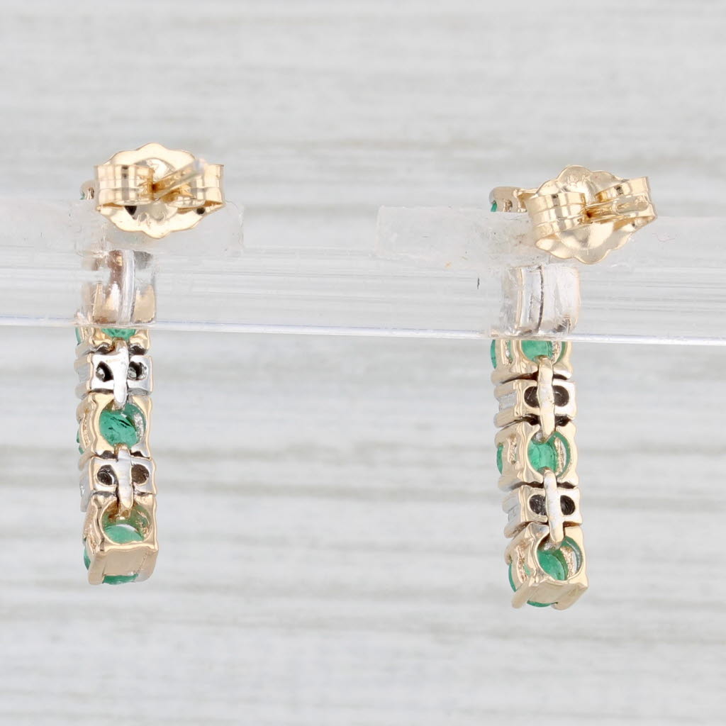 Light Gray 0.70ctw Emerald Diamond Journey Earrings 14k Yellow Gold Pierced Drops