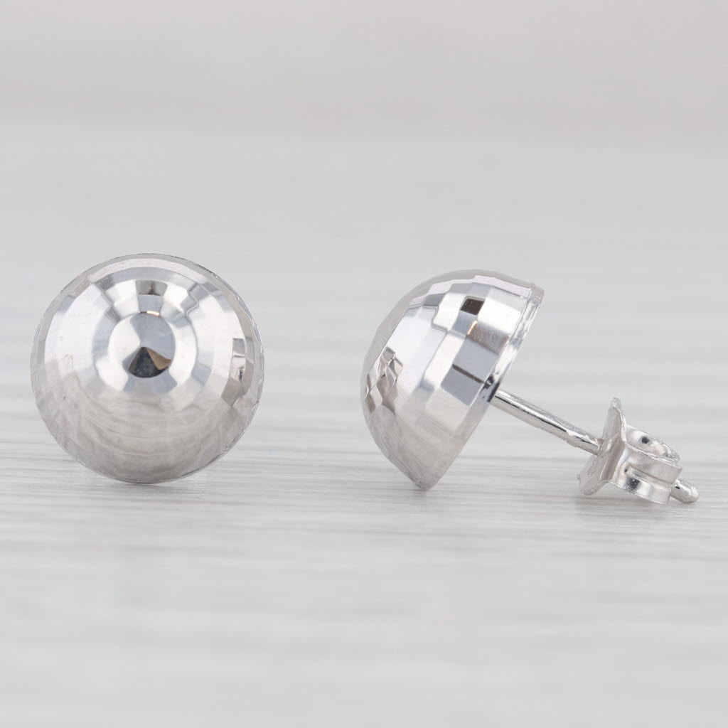 Light Gray Disco Ball Stud Earrings 14k White Gold Milor Italian