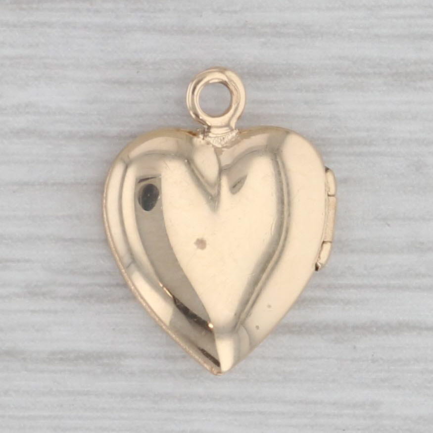 Gray Tiny Heart Photo Locket Charm 14k Yellow Gold Pendant Opens