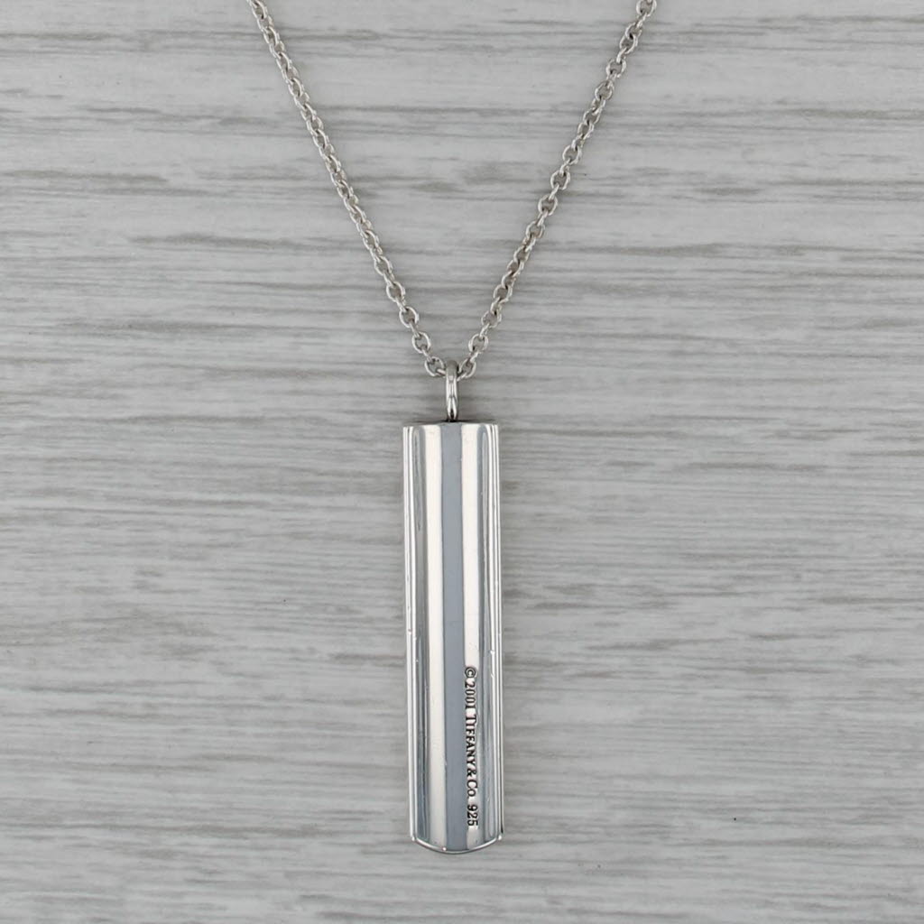 Tiffany & Co 1837 2001 Bar Pendant Necklace w/ Pouch Sterling Silver 18" Chain