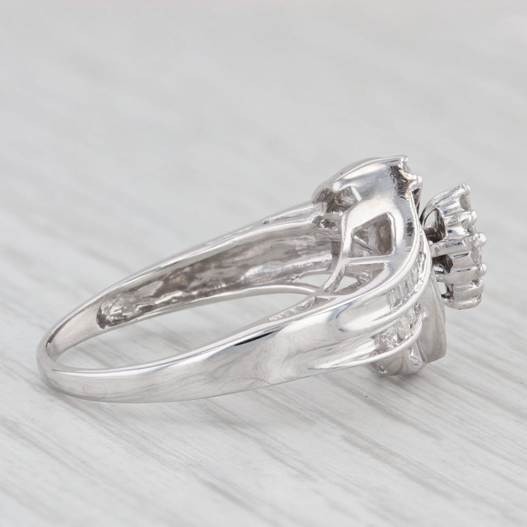 Light Gray 0.70ctw Diamond Cluster Engagement Ring 10k White Gold Size 9
