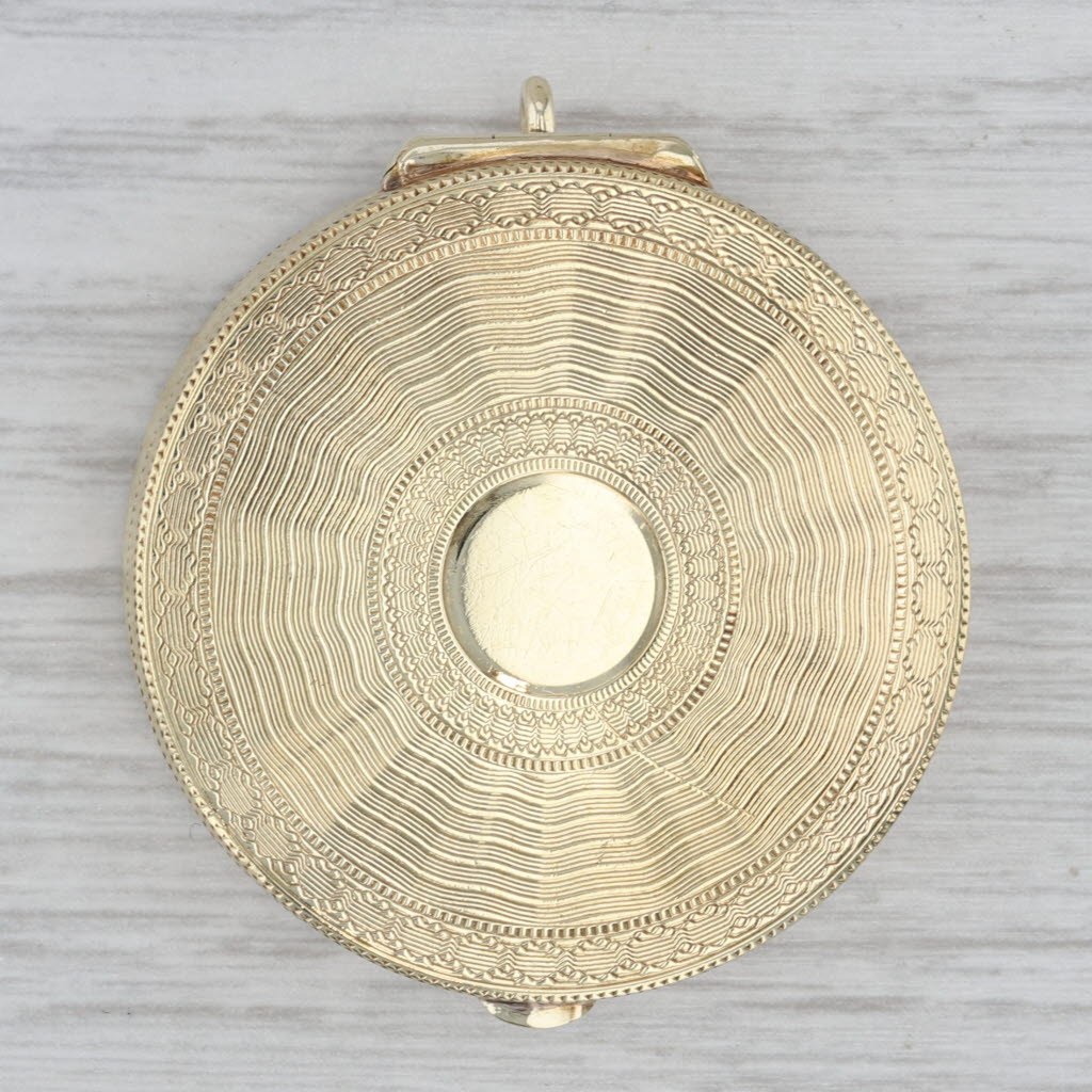 Gray Tiffany & Co Antique Pill Box 14k Yellow Gold Opens Ornate Pendant