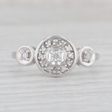 Light Gray 0.12ctw Round Diamond Halo Ring 10k White Gold Size 6.75 Engagement
