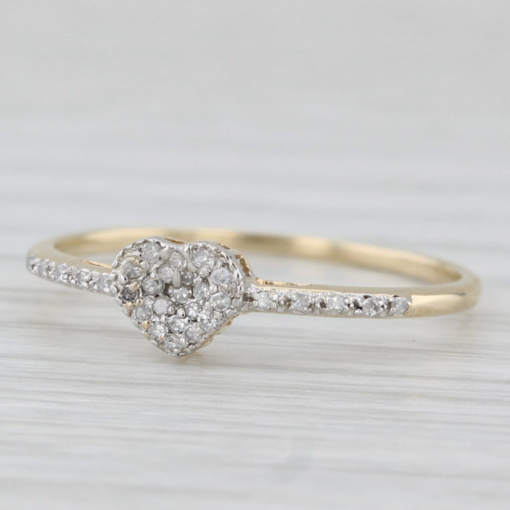 Light Gray 0.10ctw Small Diamond Heart Ring 10k Yellow Gold Size 7 Promise