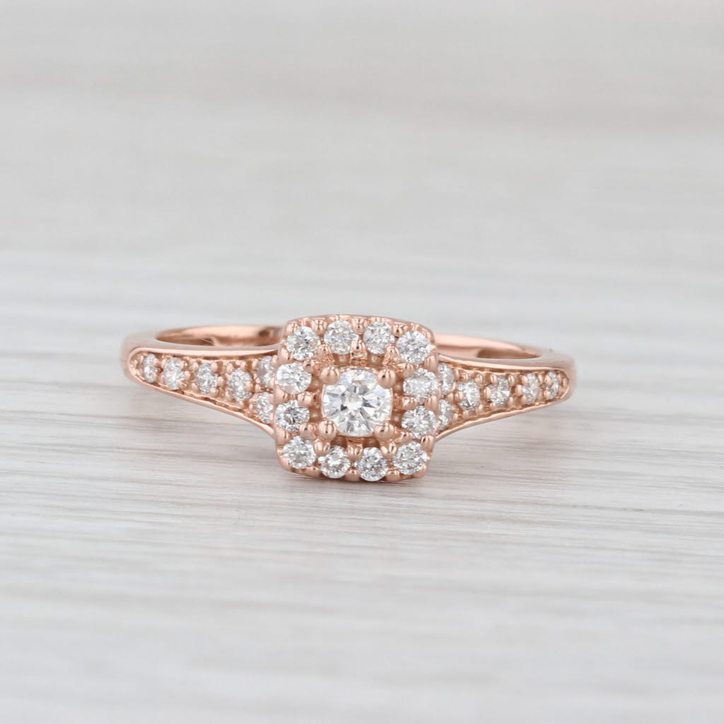 0.34ctw Diamond Halo Engagement Ring 14k Rose Gold Size 7 Keepsake