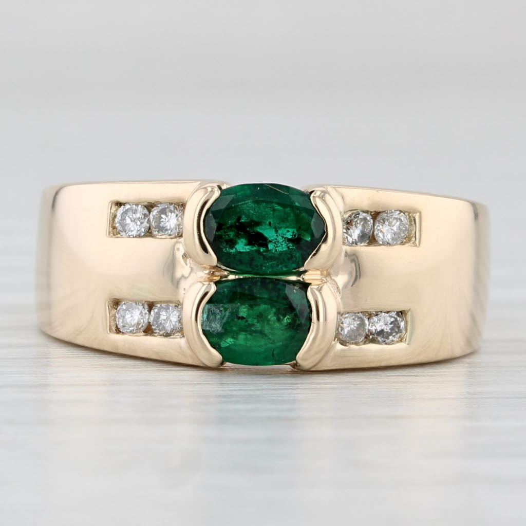 Light Gray 1.10ctw Emerald Diamond Ring 14k Yellow Gold Size 7.5