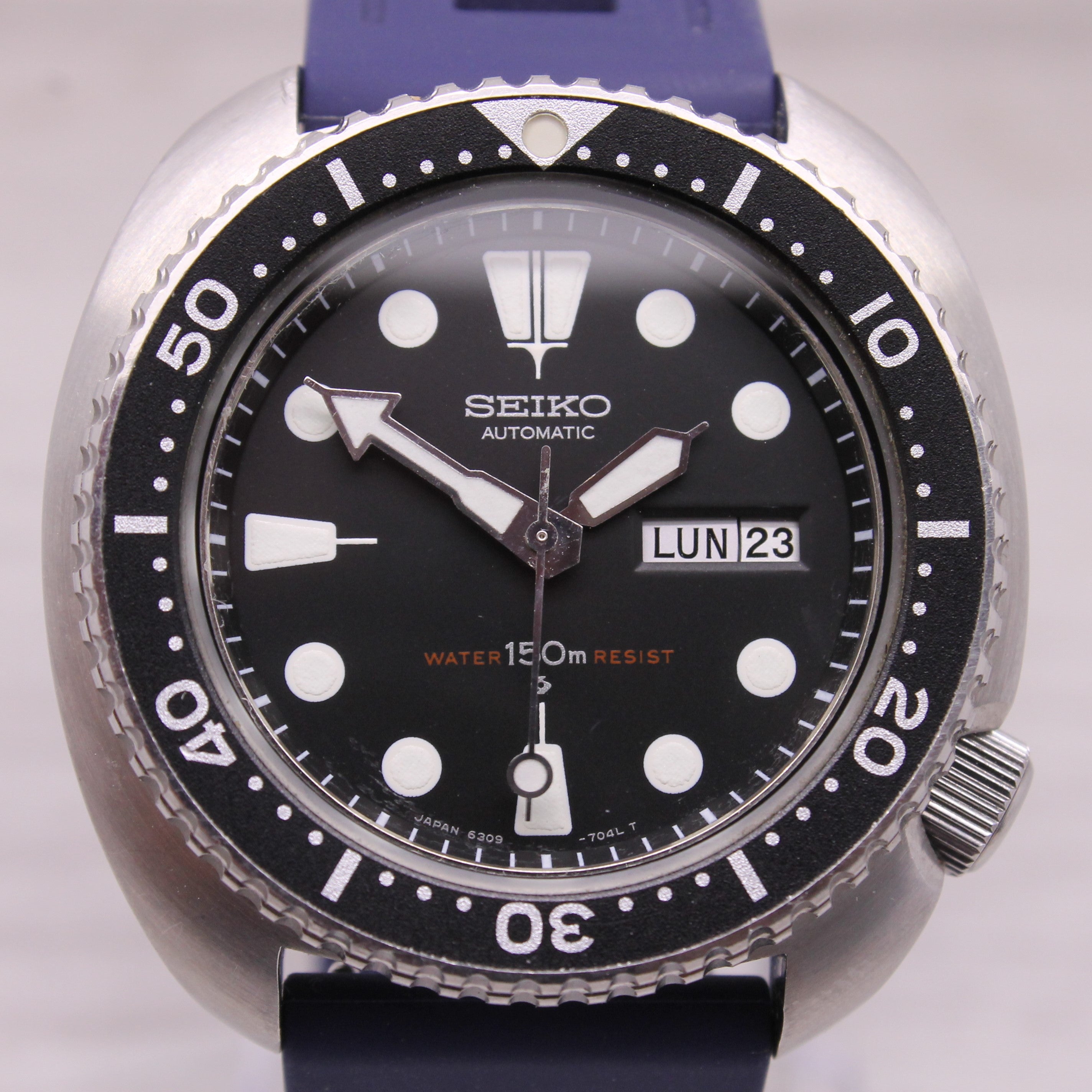 Light Gray Vintage 1980 Seiko 6309-7049 Mens Steel Automatic Divers Watch Turtle ORIGINAL