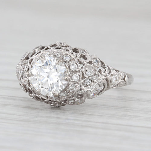 1.34ctw Lab Grown Diamond Halo Hearts Engagement Ring 14k White Gold Sz 7.5 IGI