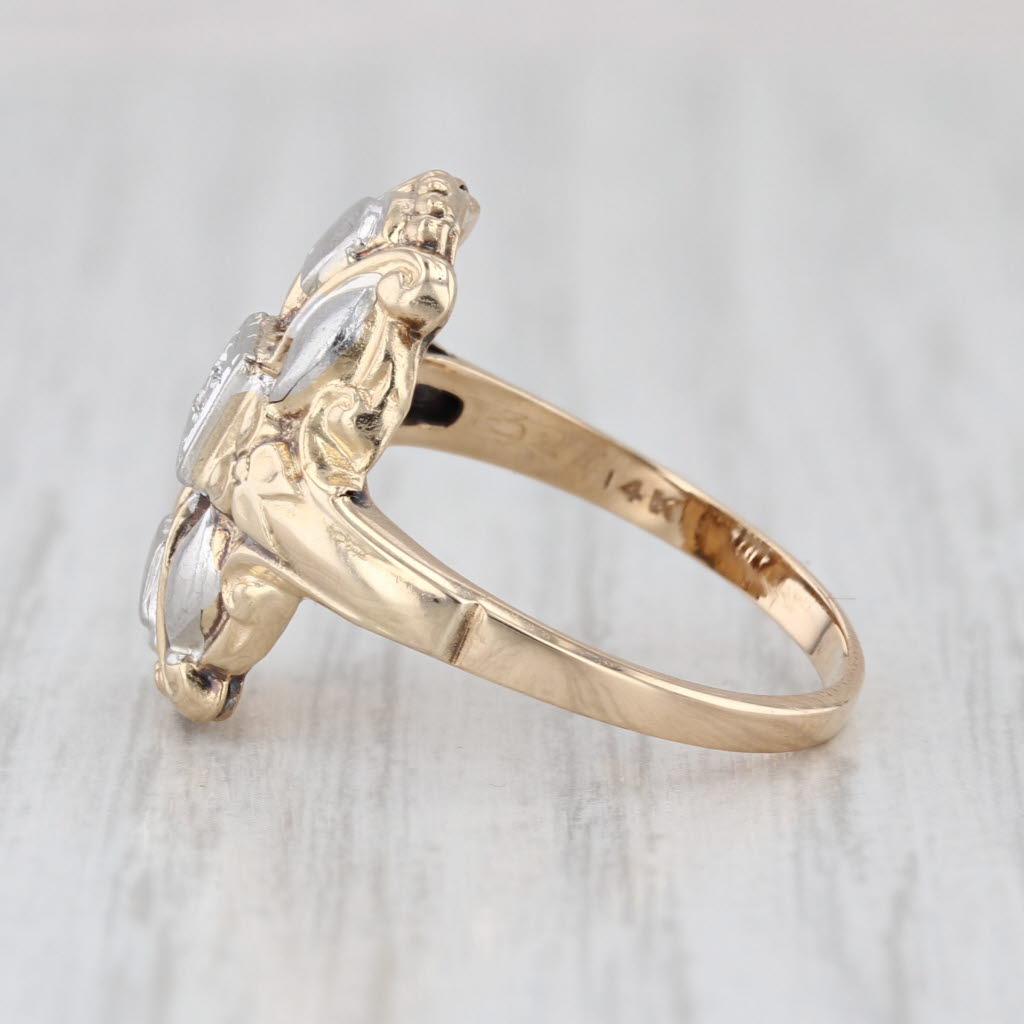 Vintage Diamond Ring 14k Yellow White Gold Filigree Size 6