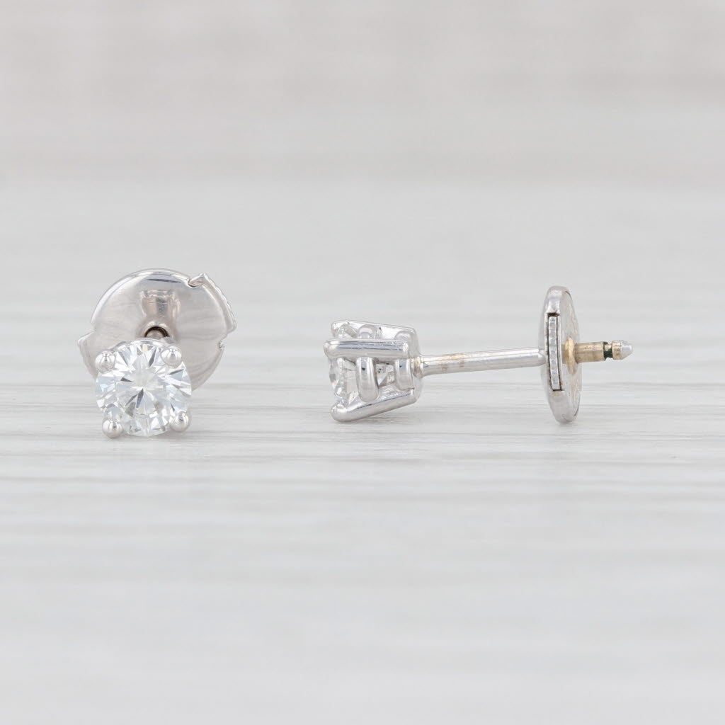 Light Gray 0.48ctw Round Solitaire Stud Earrings 14k White Gold