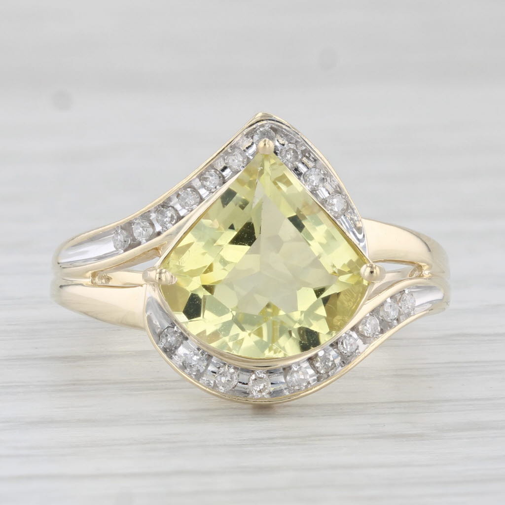 Light Gray 2.81ctw Lemon Quartz Diamond Ring 10k Yellow Gold Size 7.25 Cocktail