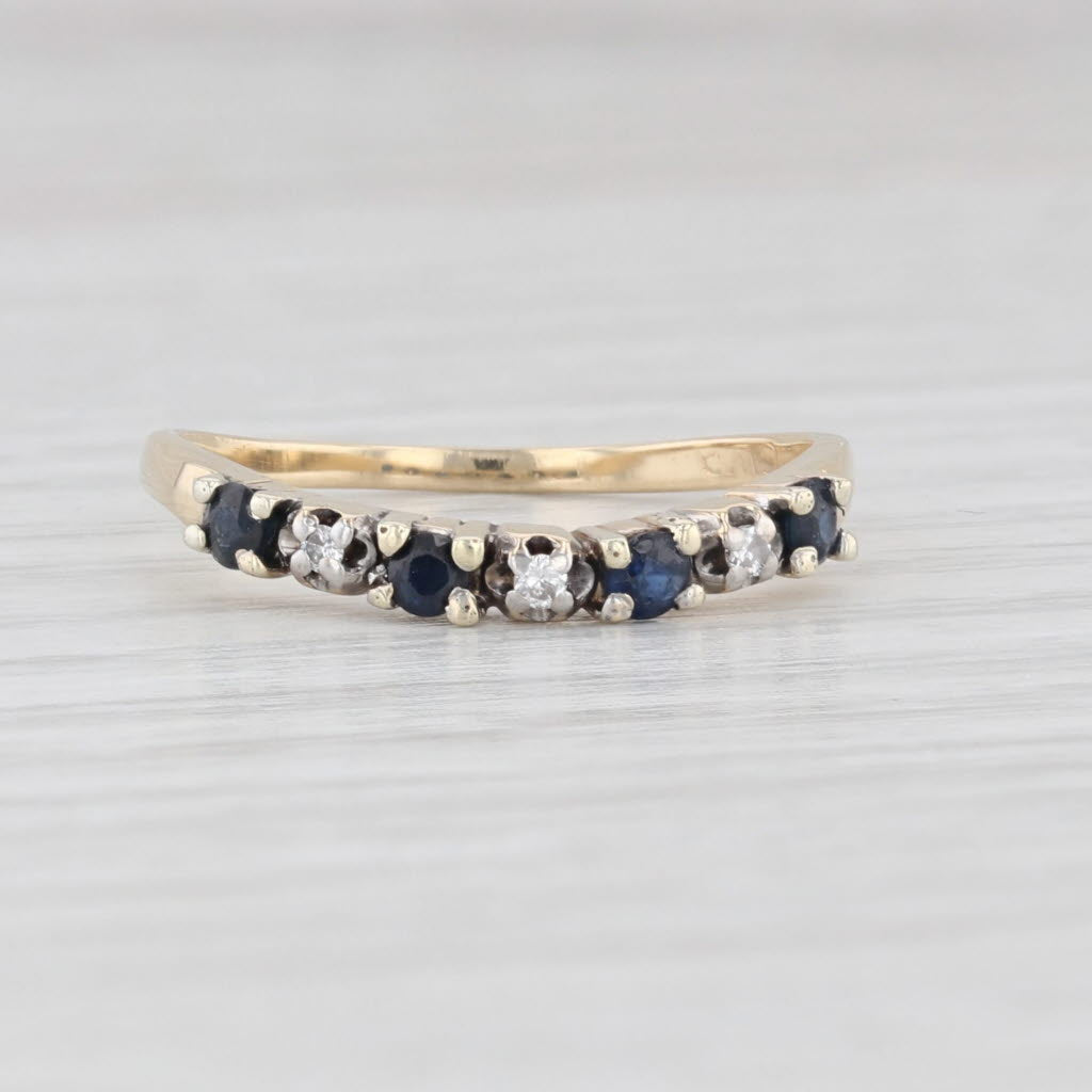 Light Gray 0.33ctw Blue Sapphire Diamond Contoured Ring Guard Stackable Size 6.75 14k Gold