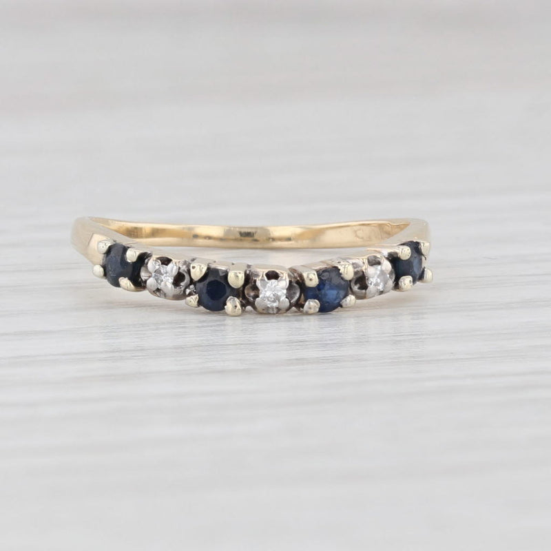 0.33ctw Blue Sapphire Diamond Contoured Ring Guard Stackable Size 6.75 14k Gold