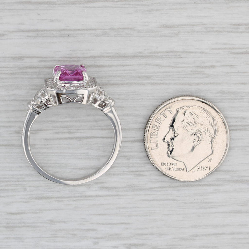 Gray New 2.26ctw Pink Sapphire Diamond Halo Ring 14k White Gold Size 7