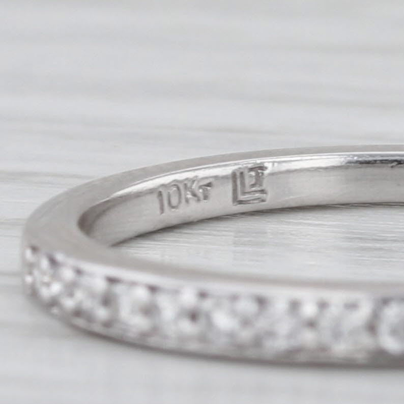 Diamond Wedding Ring 10k White Gold Size 6.75 Stackable Band