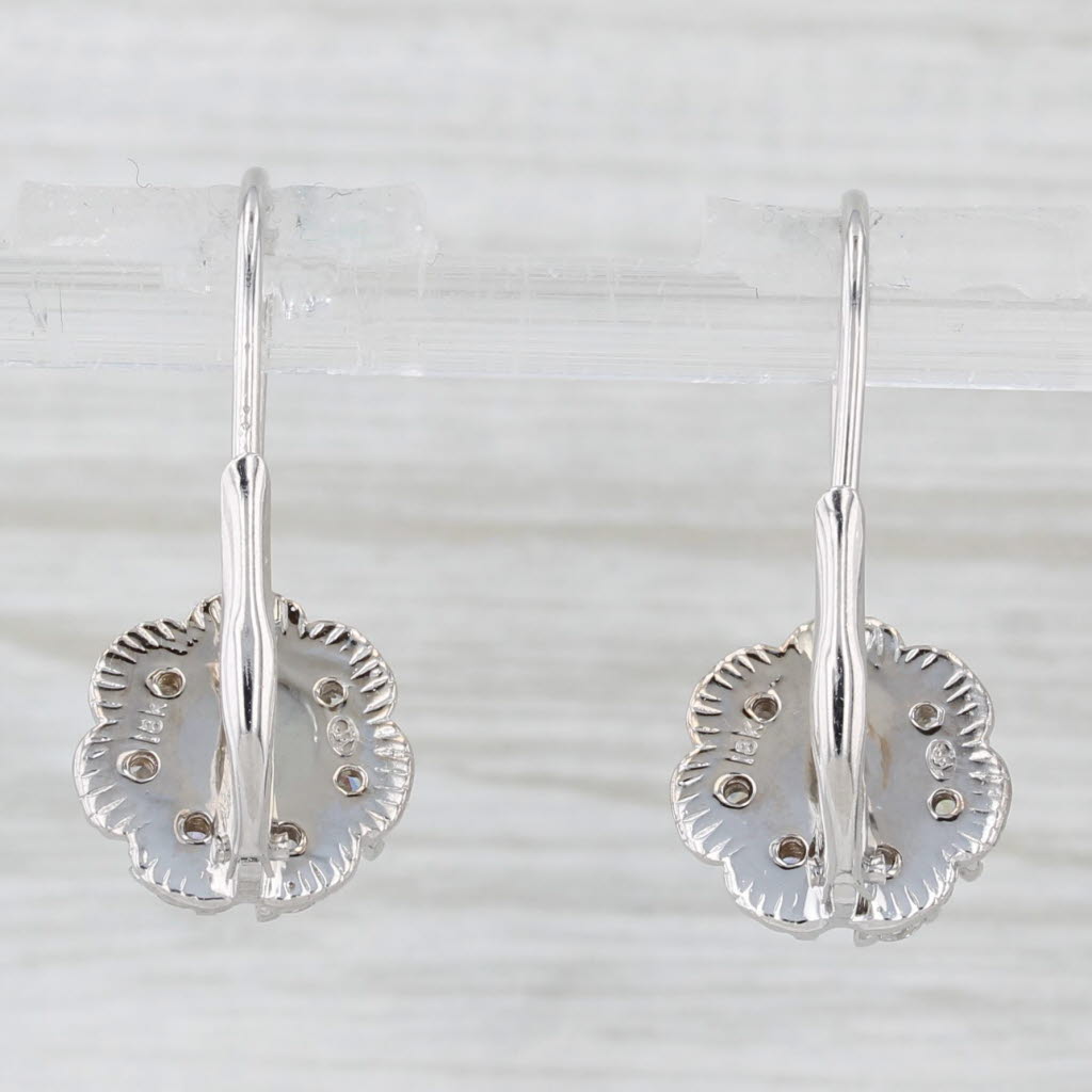 Light Gray 1.50ctw Diamond Flower Drop Earrings 18k White Gold Leverbacks