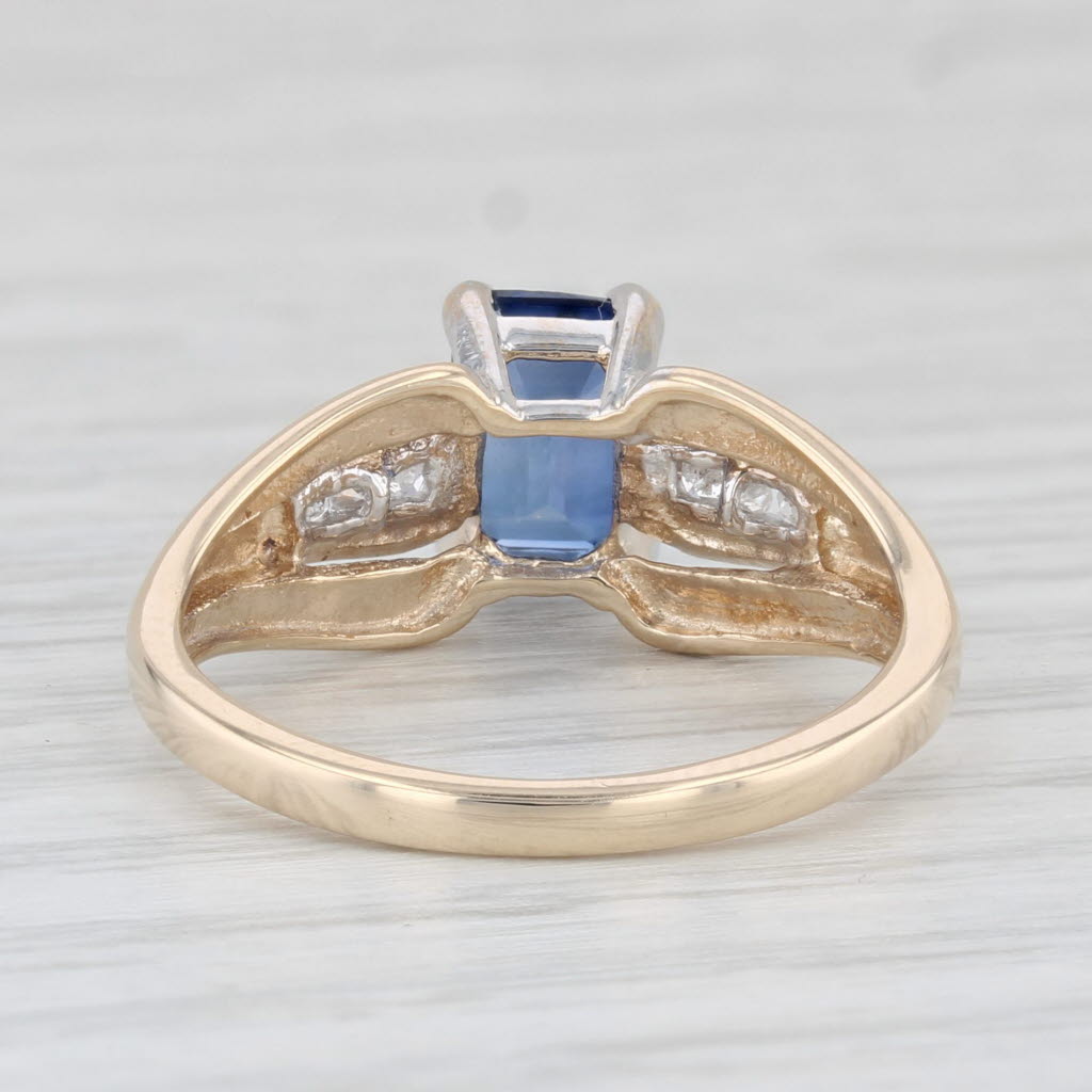 Light Gray 1.45ctw Blue Lab Created Sapphire Diamond Ring 10k Yellow Gold Size 6.75