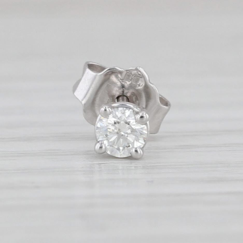 Light Gray Single 0.10ct Round Brilliant Diamond Solitaire Stud Earring 14k White Gold