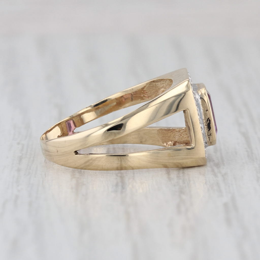 0.85ctw Amethyst Diamond Halo Ring 14k Yellow Gold Size 7.75