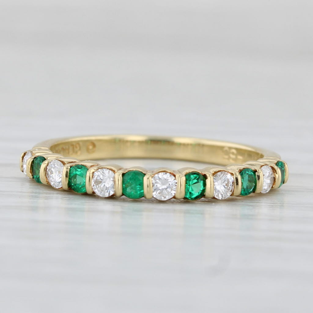 0.48ctw Emerald Diamond Stackable Ring 18k Yellow Gold Size 6.25 Wedding Band