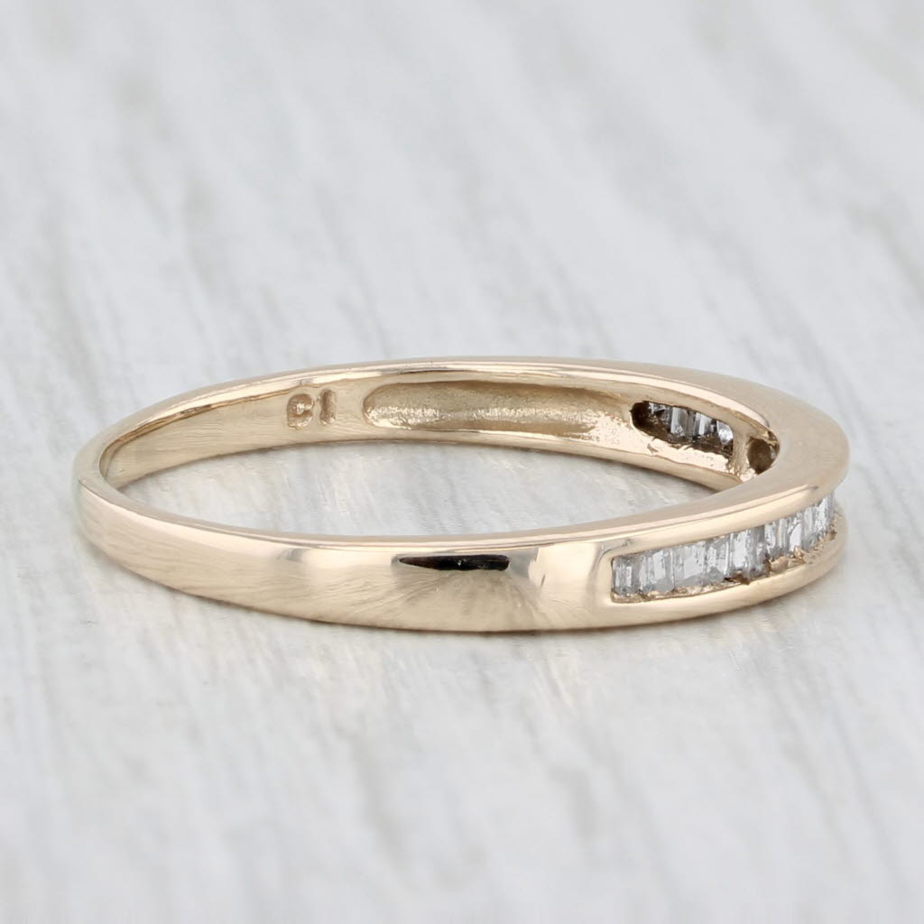 Light Gray 0.19ctw Baguette Diamond Wedding Band 10k Yellow Gold Size 8.25 Stackable Ring